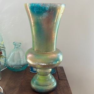 Unique iridescent glass decorative vase